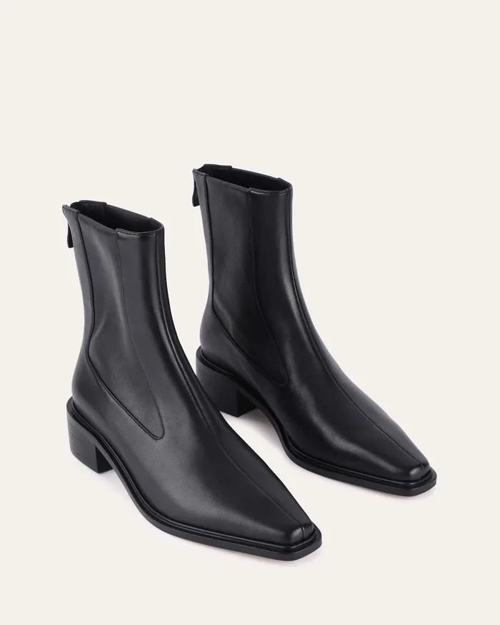 jomercer Olympia flat ankle boots black leather Women FLAT BOOTS