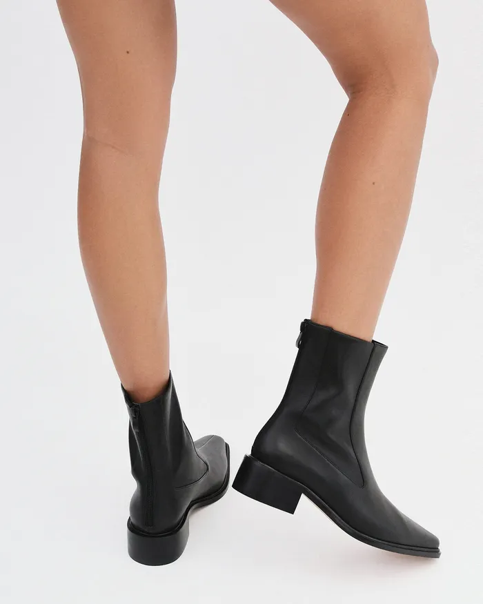 jomercer Olympia flat ankle boots black leather Women FLAT BOOTS