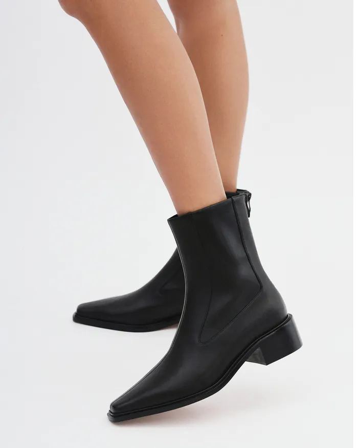 jomercer Olympia flat ankle boots black leather Women FLAT BOOTS