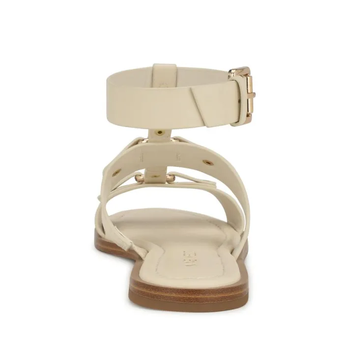 Jouise Ankle Strap Flat Sandals Ivory Women Nine West Sandals