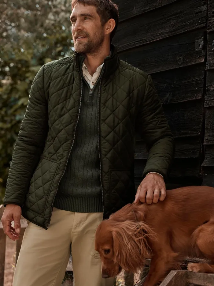 Joules Coats and Jackets Men Green Diamond Quilted Jacket