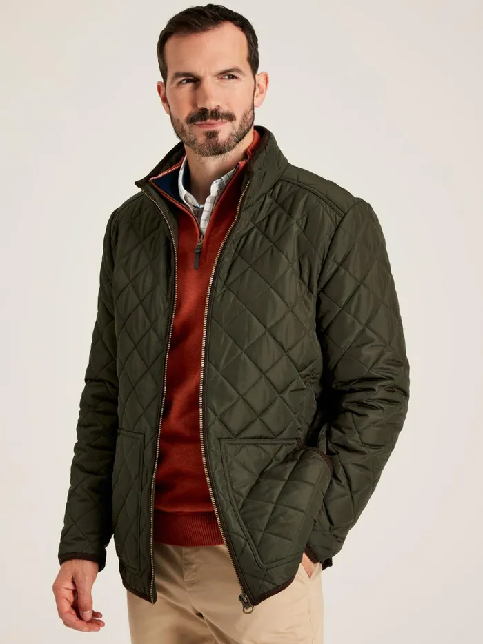 Joules Coats and Jackets Men Green Diamond Quilted Jacket