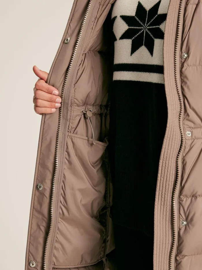 Joules Coats and Jackets Women Natural Showerproof Down Feather Long Puffer Coat