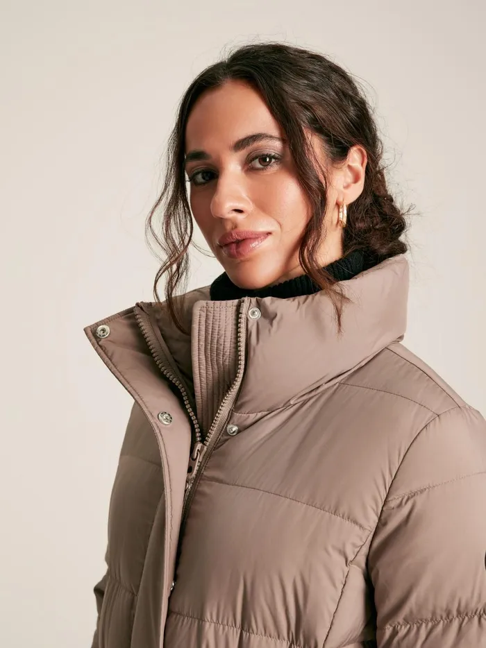 Joules Coats and Jackets Women Natural Showerproof Down Feather Long Puffer Coat