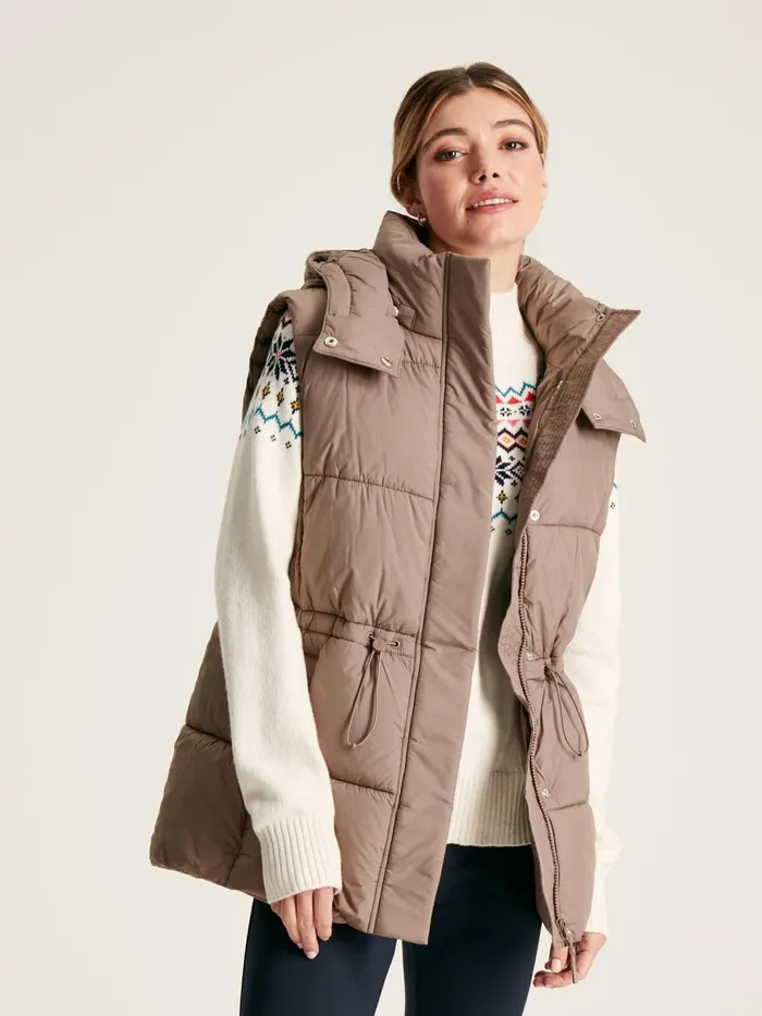Joules Coats and Jackets Women Silver Showerproof Padded Gilet With Hood