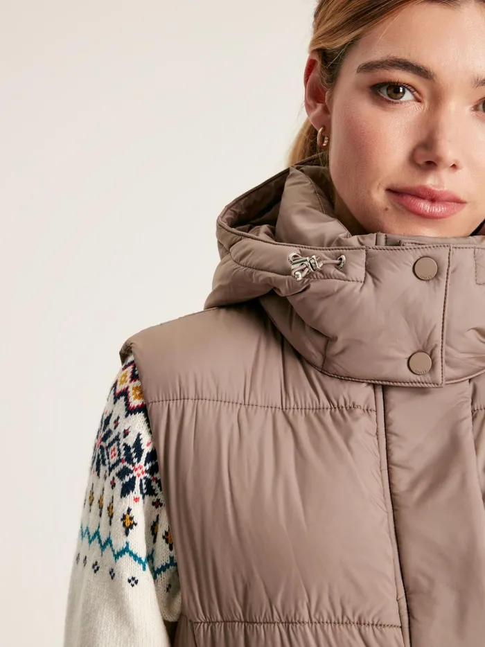 Joules Coats and Jackets Women Silver Showerproof Padded Gilet With Hood