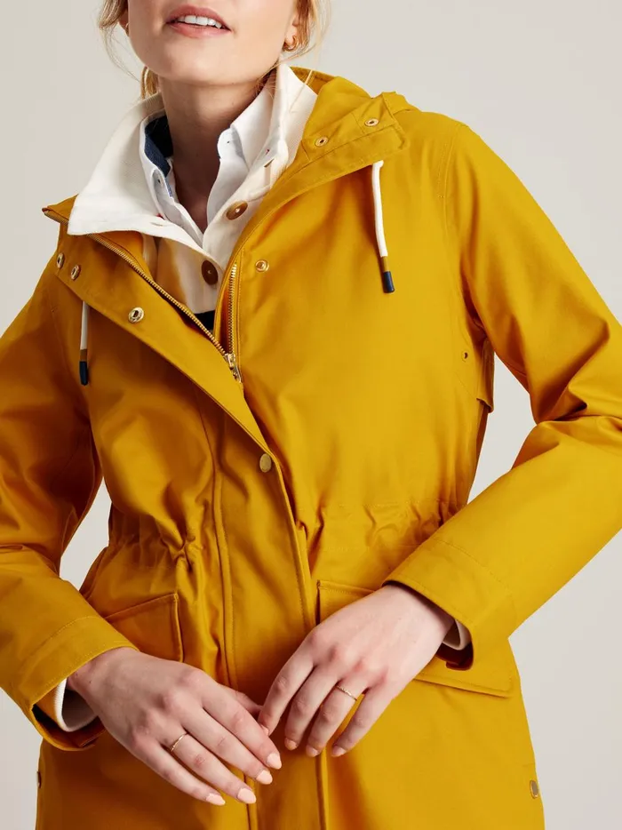 Joules Coats and Jackets Women Yellow Gold Waterproof Raincoat With Hood