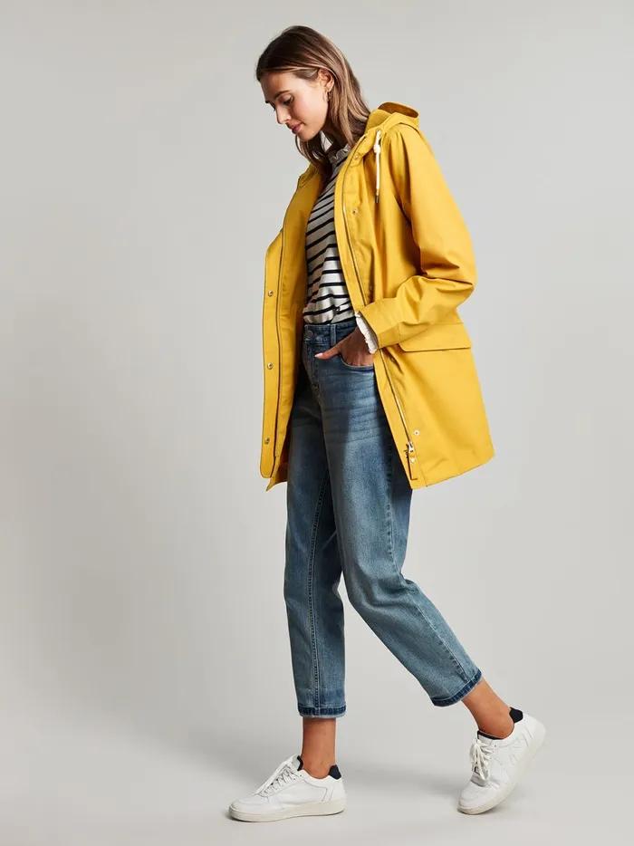 Joules Coats and Jackets Women Yellow Gold Waterproof Raincoat With Hood