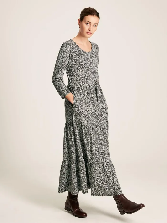 Joules Dresses Women Green Leaf Tiered Jersey Dress