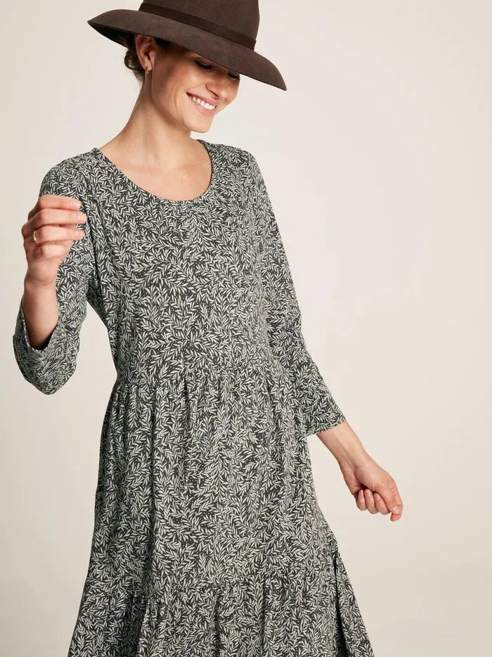 Joules Dresses Women Green Leaf Tiered Jersey Dress