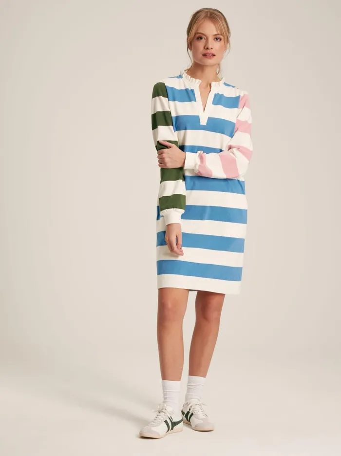 Joules Dresses Women Multi Striped Cotton Rugby Shirt Dress