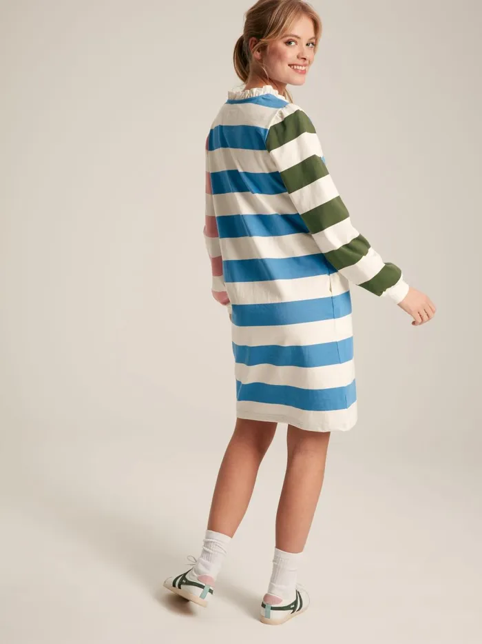 Joules Dresses Women Multi Striped Cotton Rugby Shirt Dress