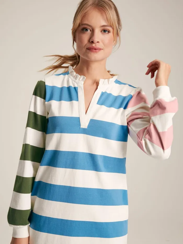 Joules Dresses Women Multi Striped Cotton Rugby Shirt Dress