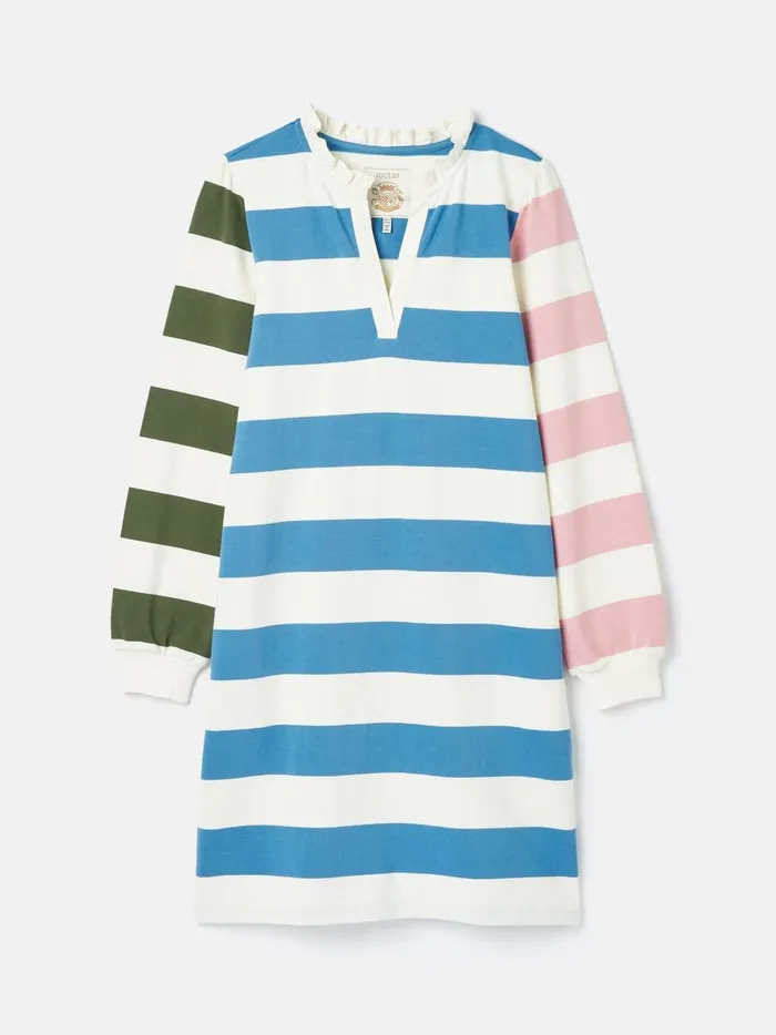 Joules Dresses Women Multi Striped Cotton Rugby Shirt Dress