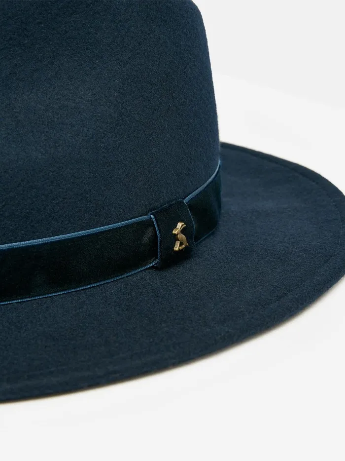 Joules Hats Women Navy Wool Fedora Hat