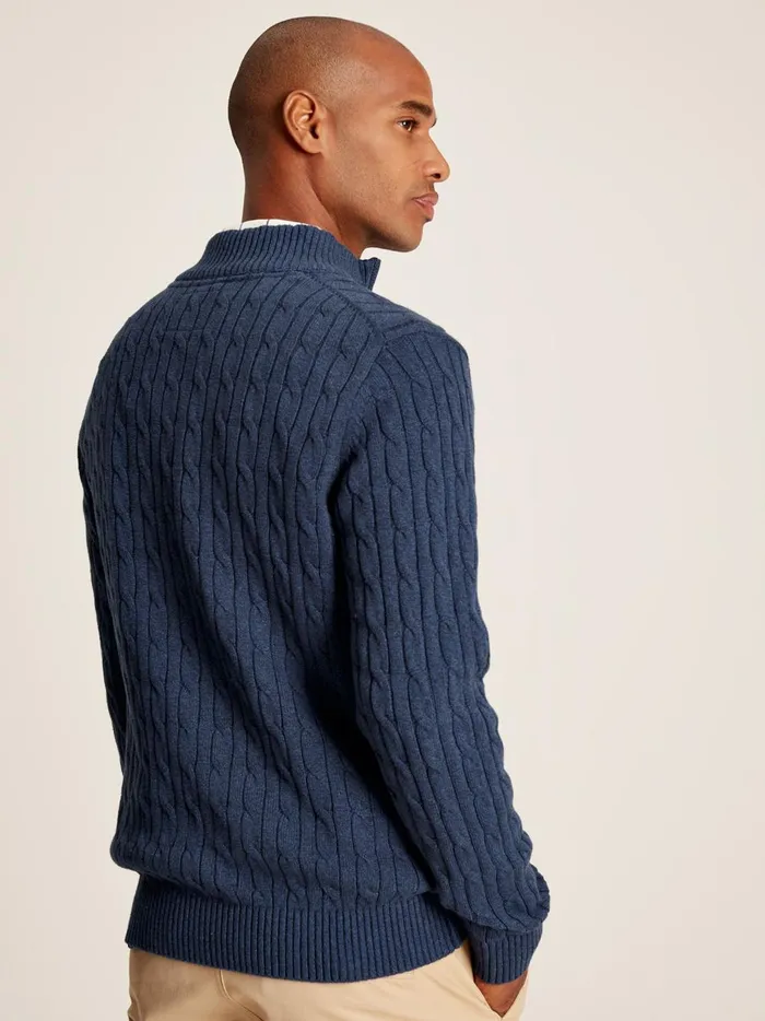 Joules Knitwear Men Blue Quarter Zip Jumper