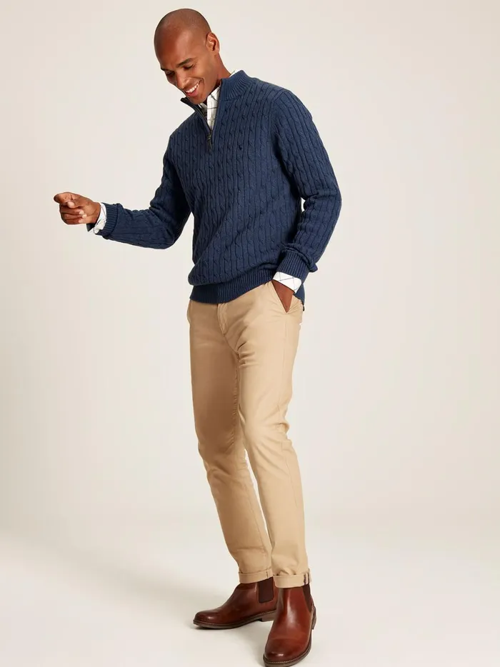 Joules Knitwear Men Blue Quarter Zip Jumper