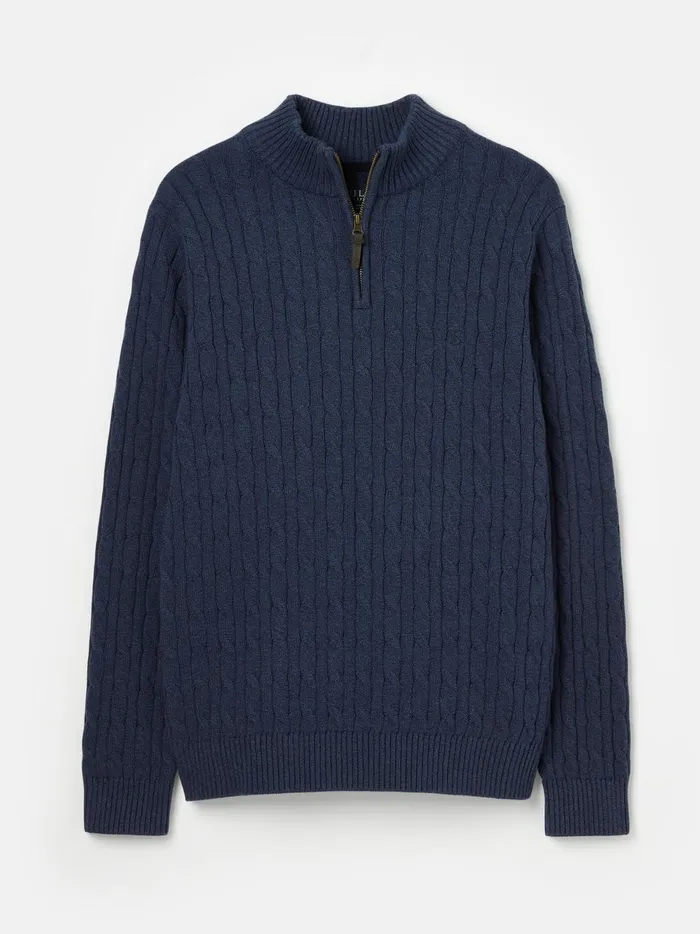 Joules Knitwear Men Blue Quarter Zip Jumper