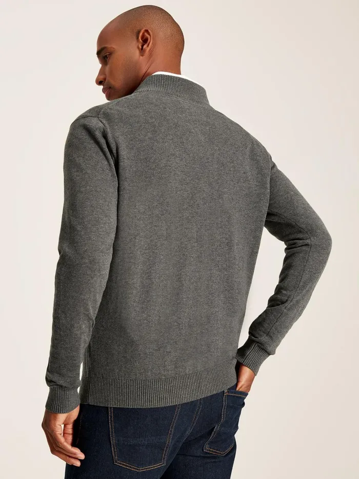 Joules Knitwear Men Grey Knitted Quarter Zip Jumper