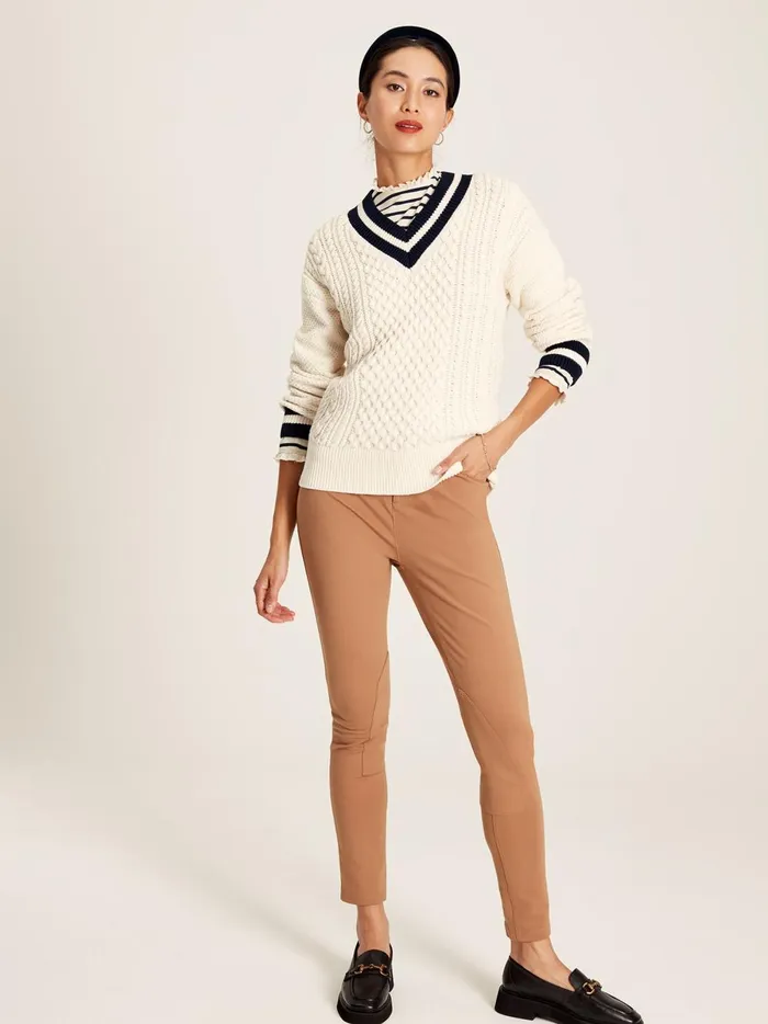 Joules Knitwear Women Cream VNeck Cricket Jumper