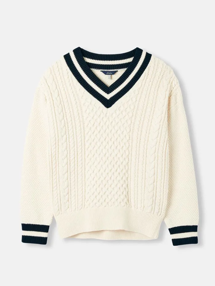 Joules Knitwear Women Cream VNeck Cricket Jumper
