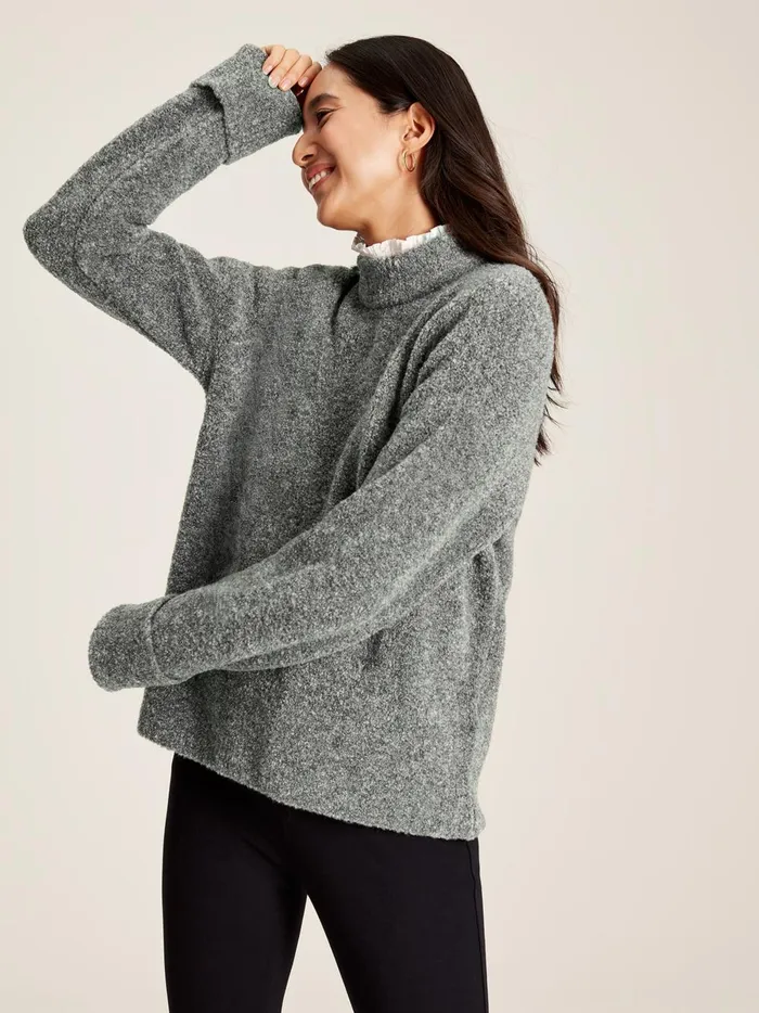 Joules Knitwear Women Grey High Neck Boucl Jumper