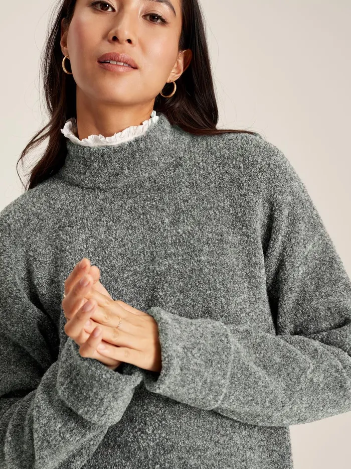 Joules Knitwear Women Grey High Neck Boucl Jumper