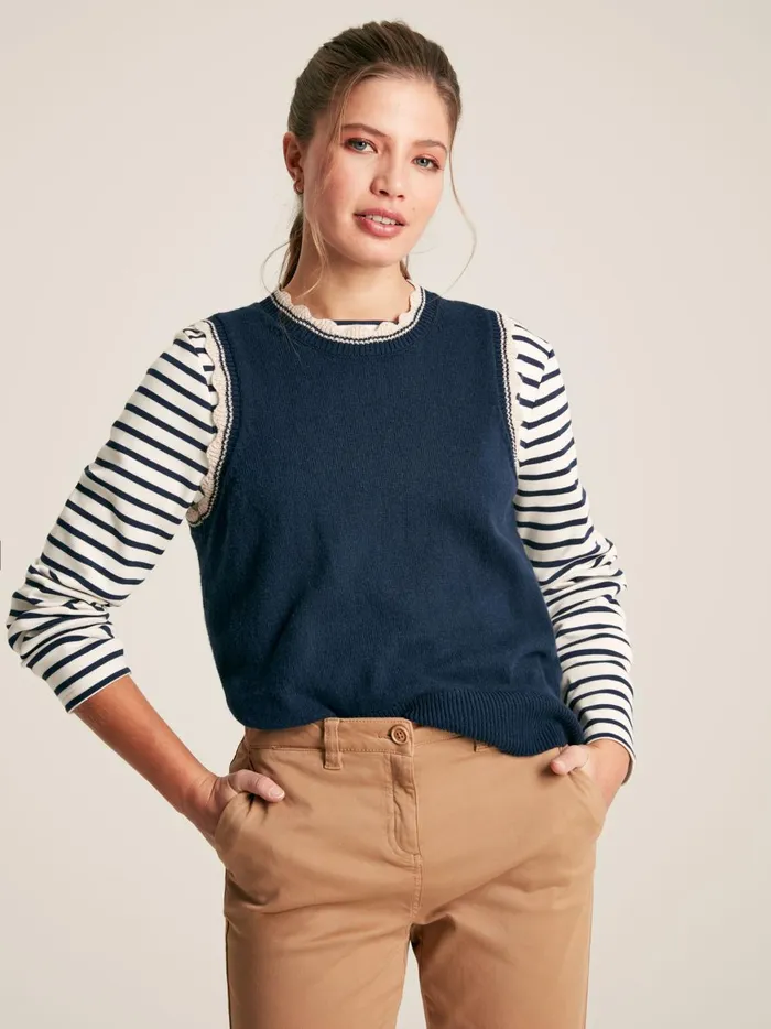 Joules Knitwear Women Navy Knitted Tank Top
