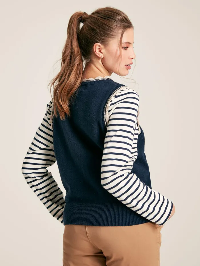 Joules Knitwear Women Navy Knitted Tank Top