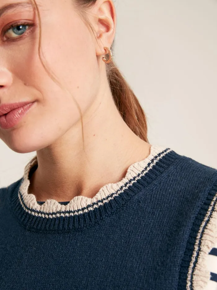 Joules Knitwear Women Navy Knitted Tank Top