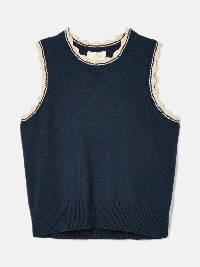 Joules Knitwear Women Navy Knitted Tank Top