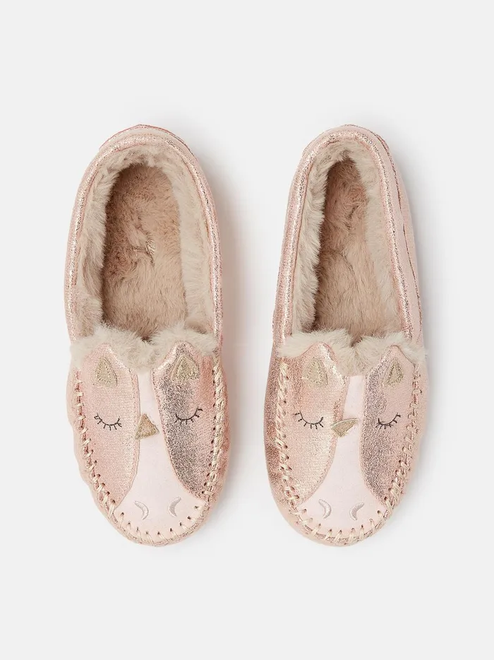 Joules Nightwear Girls Pink Unicorn Slippers