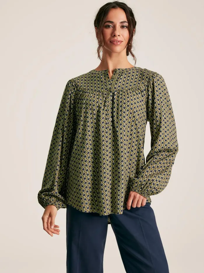 Joules Shirts and Blouses Women Green Balloon Sleeve Blouse