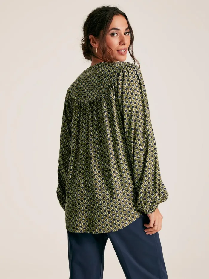 Joules Shirts and Blouses Women Green Balloon Sleeve Blouse