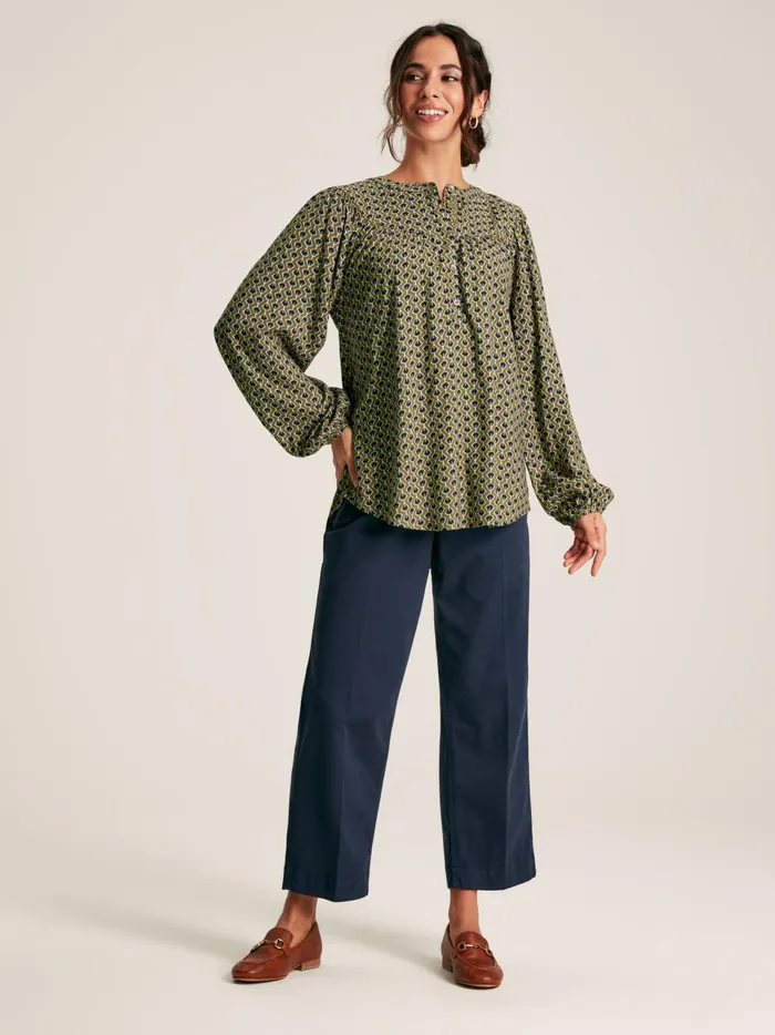 Joules Shirts and Blouses Women Green Balloon Sleeve Blouse