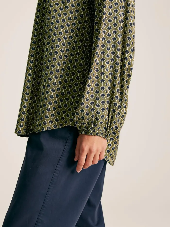 Joules Shirts and Blouses Women Green Balloon Sleeve Blouse
