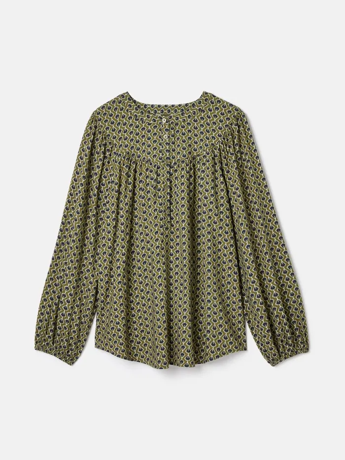 Joules Shirts and Blouses Women Green Balloon Sleeve Blouse