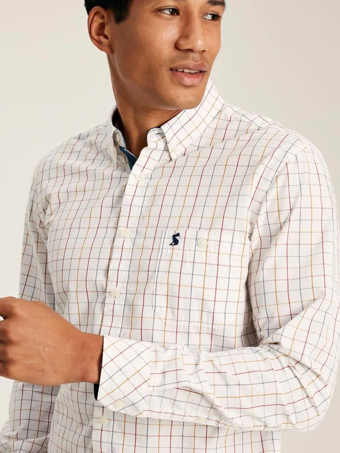 Joules Shirts Men White Gingham Cotton Poplin Shirt
