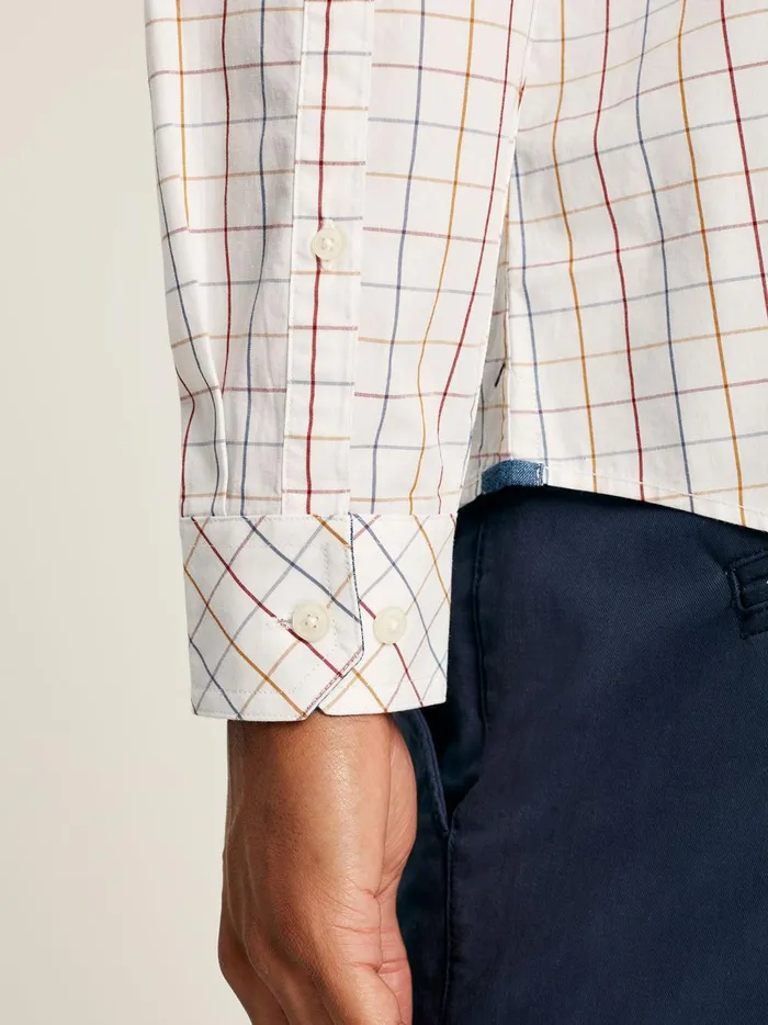 Joules Shirts Men White Gingham Cotton Poplin Shirt