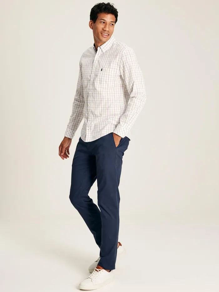Joules Shirts Men White Gingham Cotton Poplin Shirt