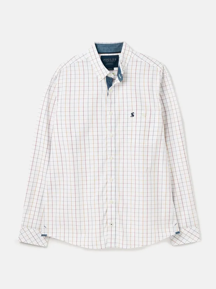 Joules Shirts Men White Gingham Cotton Poplin Shirt