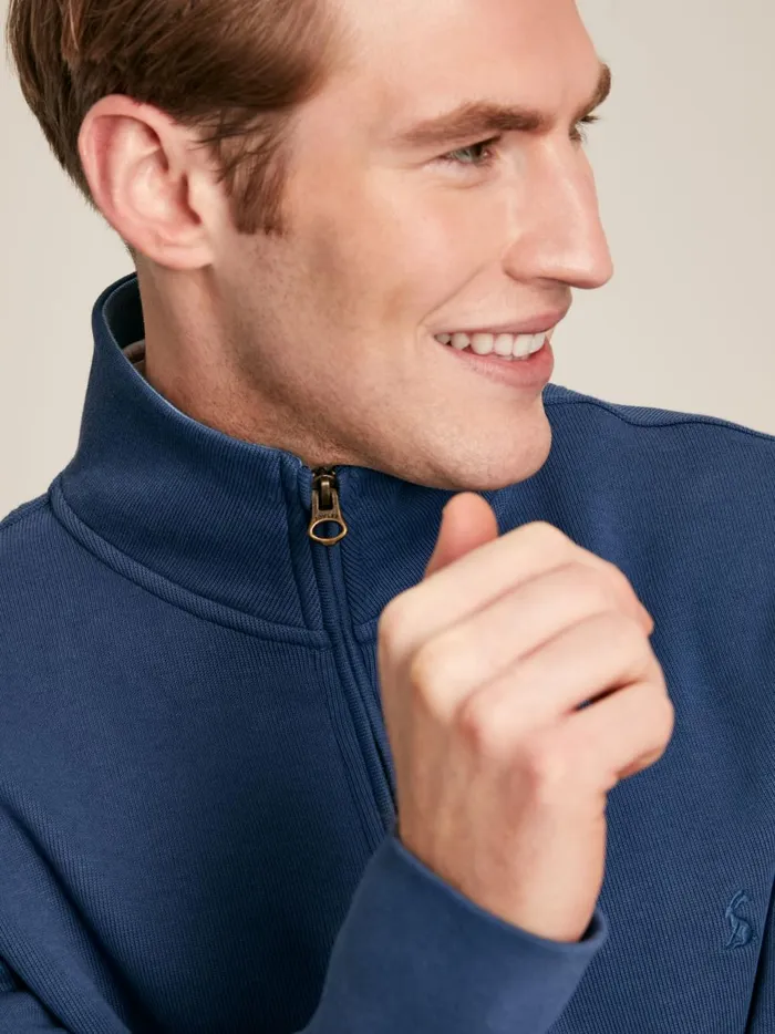 Joules Sweatshirts and Hoodies Men Blue Quarter Zip Cotton Sweatshirt