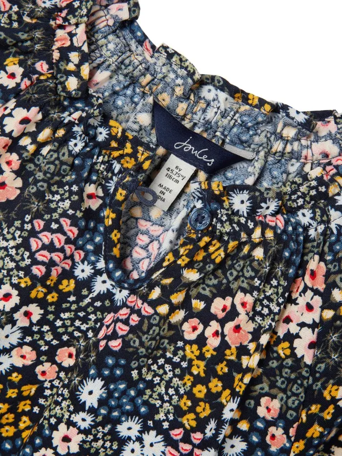 Joules Tops and Tshirts Girls Blue Tilly Notch Neck Tiered Woven Top 212 Years