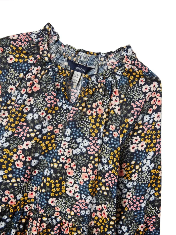 Joules Tops and Tshirts Girls Blue Tilly Notch Neck Tiered Woven Top 212 Years