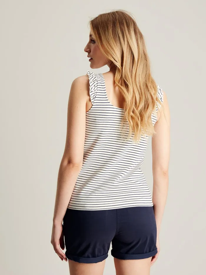Joules Tops Women Cream Striped Frilled Vest