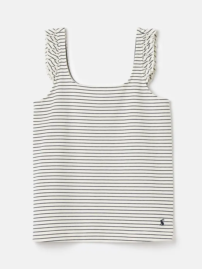 Joules Tops Women Cream Striped Frilled Vest