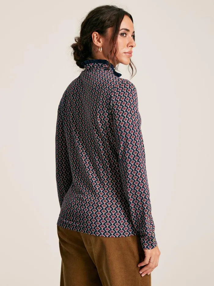 Joules Tops Women Navy Floral Long Sleeve High Neck Jersey Top