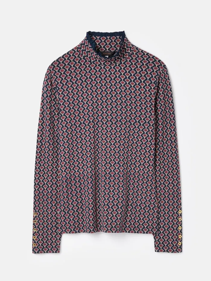 Joules Tops Women Navy Floral Long Sleeve High Neck Jersey Top