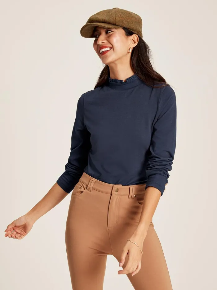 Joules Tops Women Navy Long Sleeve High Neck Jersey Top