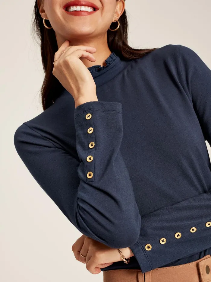 Joules Tops Women Navy Long Sleeve High Neck Jersey Top